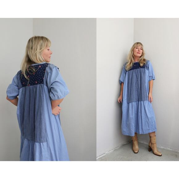 Unbranded Dresses & Skirts - 1970's Vintage Chambray Prairie Tent Dress ~Women's Ones Size Fits Most XS SM MD